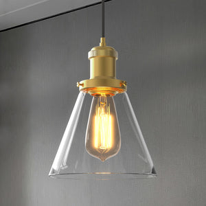 PENY Clear Glass Pendant Light Antique Brass lamp base Vintage Style E27