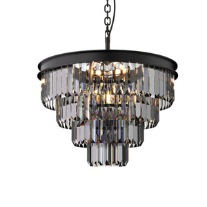 Terrance Round Modern Style Smoky Crystal Chandelier E14 Lamp Base