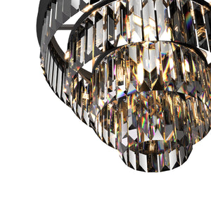 Terrance Round Modern Style Smoky Crystal Chandelier E14 Lamp Base