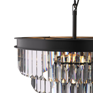 Terrance Round Modern Style Smoky Crystal Chandelier E14 Lamp Base