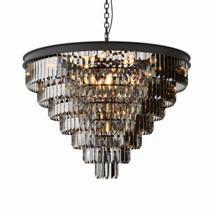 Terrance Round Modern Style Smoky Crystal Chandelier E14 Lamp Base