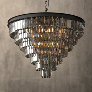 Terrance Round Modern Style Smoky Crystal Chandelier E14 Lamp Base