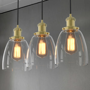 Winer Modern Vintage Glass Pendant Light Clear Dome Lampshade E26 - 7Pandas USA Lighting Store