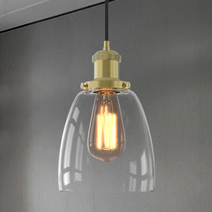 Winer Modern Vintage Glass Pendant Light Clear Dome Lampshade E26 - 7Pandas USA Lighting Store