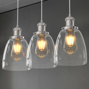 Winer Modern Vintage Glass Pendant Light Clear Dome Lampshade E26 - 7Pandas USA Lighting Store