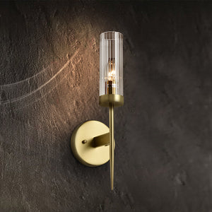 Seattle 1-Light Wall Sconces Light Tube Glass Aged Brass E12 base - 7Pandas USA Lighting Store