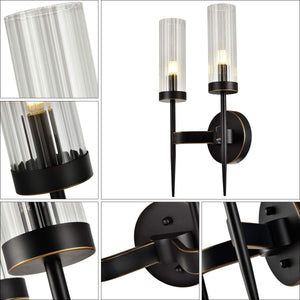 Seattle 2-Light Wall Sconces Light Tube Glass Bronze - 7Pandas USA Lighting Store