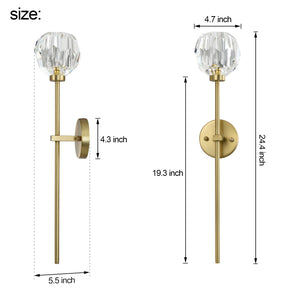 TULIM 1-Light Wall Light Long Stem Crystal Glass Shade Aged Brass G9 - 7Pandas USA Lighting Store